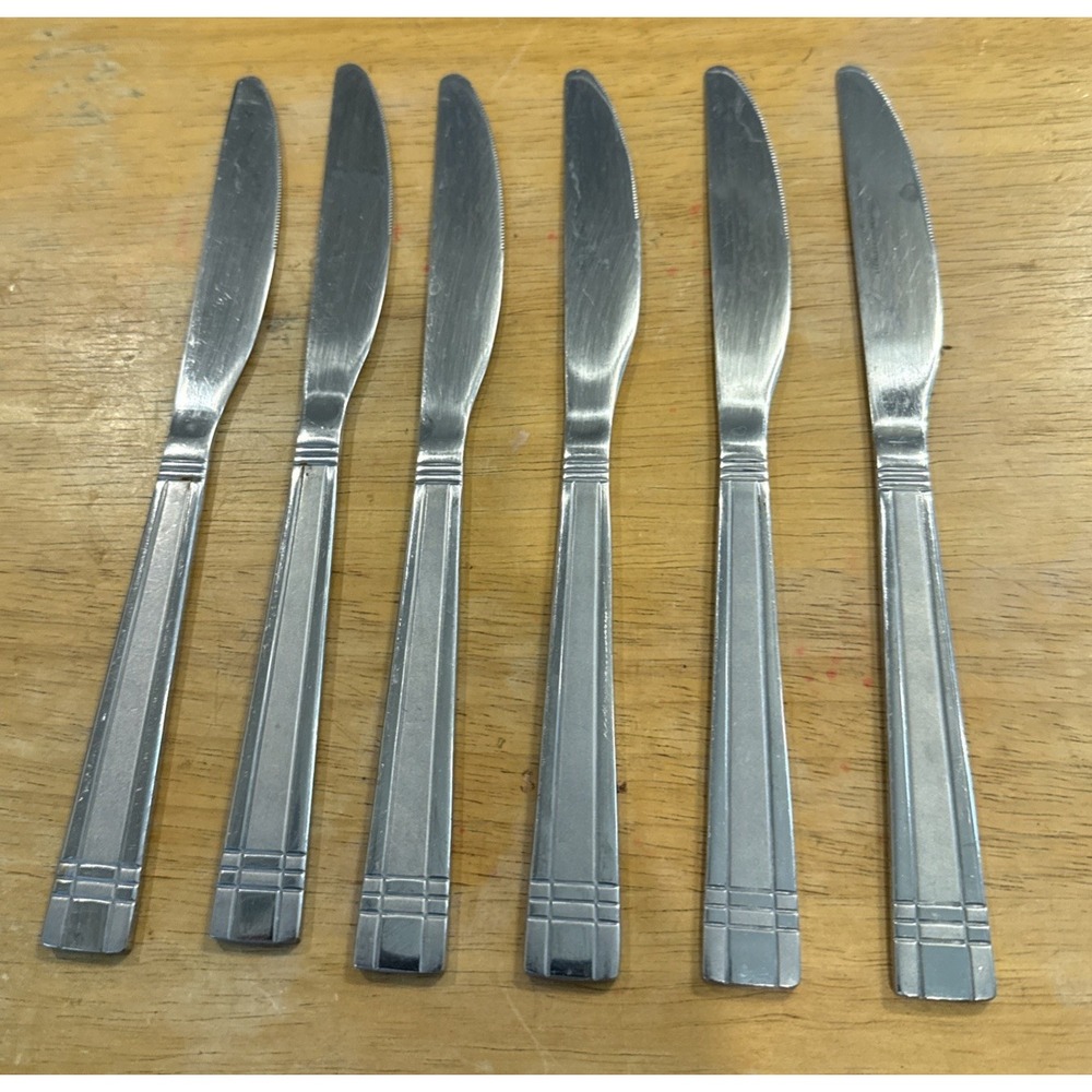 Cambridge Axis Sand Frosted Set Of 6 Dinner Knife Knives Stainless Silverware